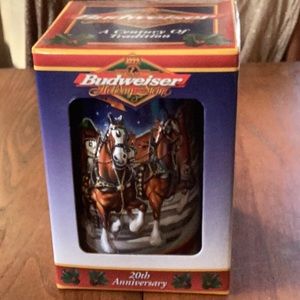 1999 Budweiser 20th Anniversary “A Century of Tradition” ceramic Holiday stein